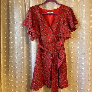 BB Dakota Red Floral Mini Dress